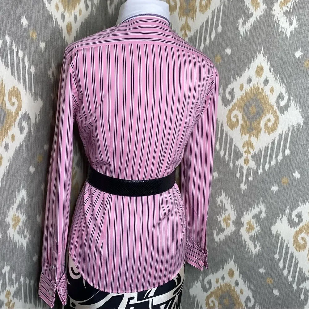 Ralph Lauren ~ Pink Shadow Stripe Polished Cotton Slim Fit Button Up Shirt - Picture 15 of 16